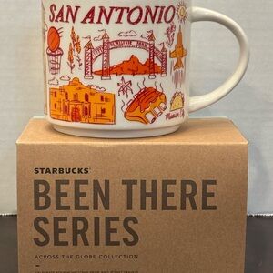 Starbucks San Antonio Mug — White with Orange and Red City Graphics
